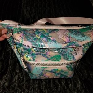 Feathery Clear Pink & Green Fanny Pack
